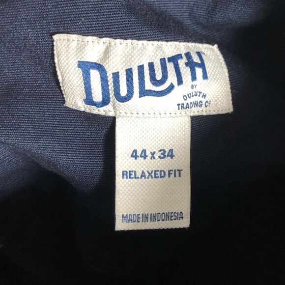 Duluth Trading Pants Mens 44 W 34 Blue Flex Fire Hose Foreman Canvas Workwear - Picture 13 of 14